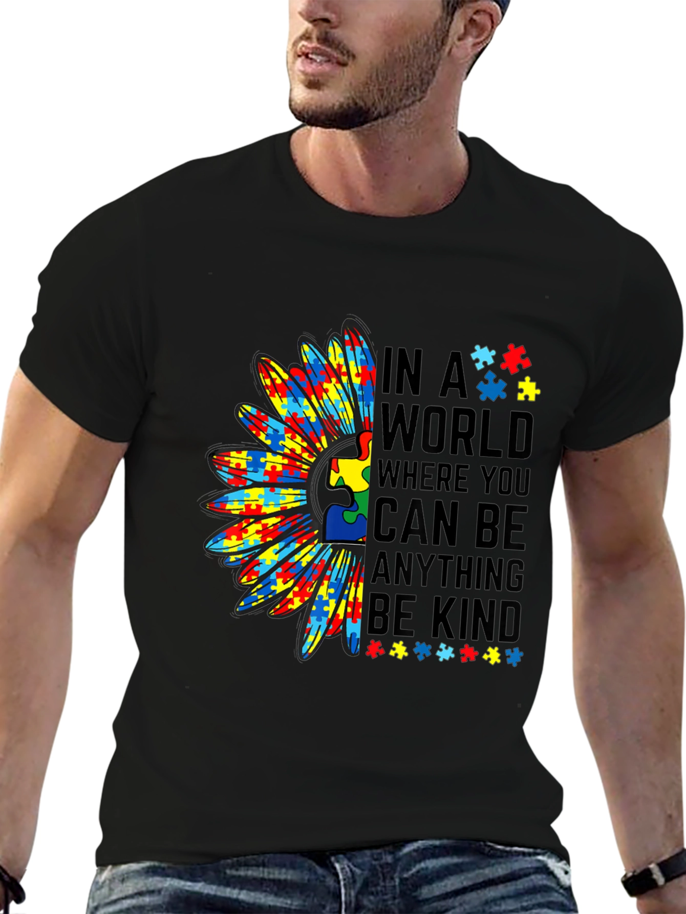 Autism Awareness Sunflower Graphic T-Shirt