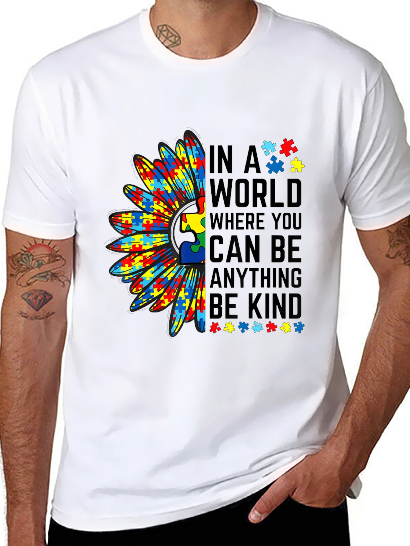 Autism Awareness Sunflower Graphic T-Shirt