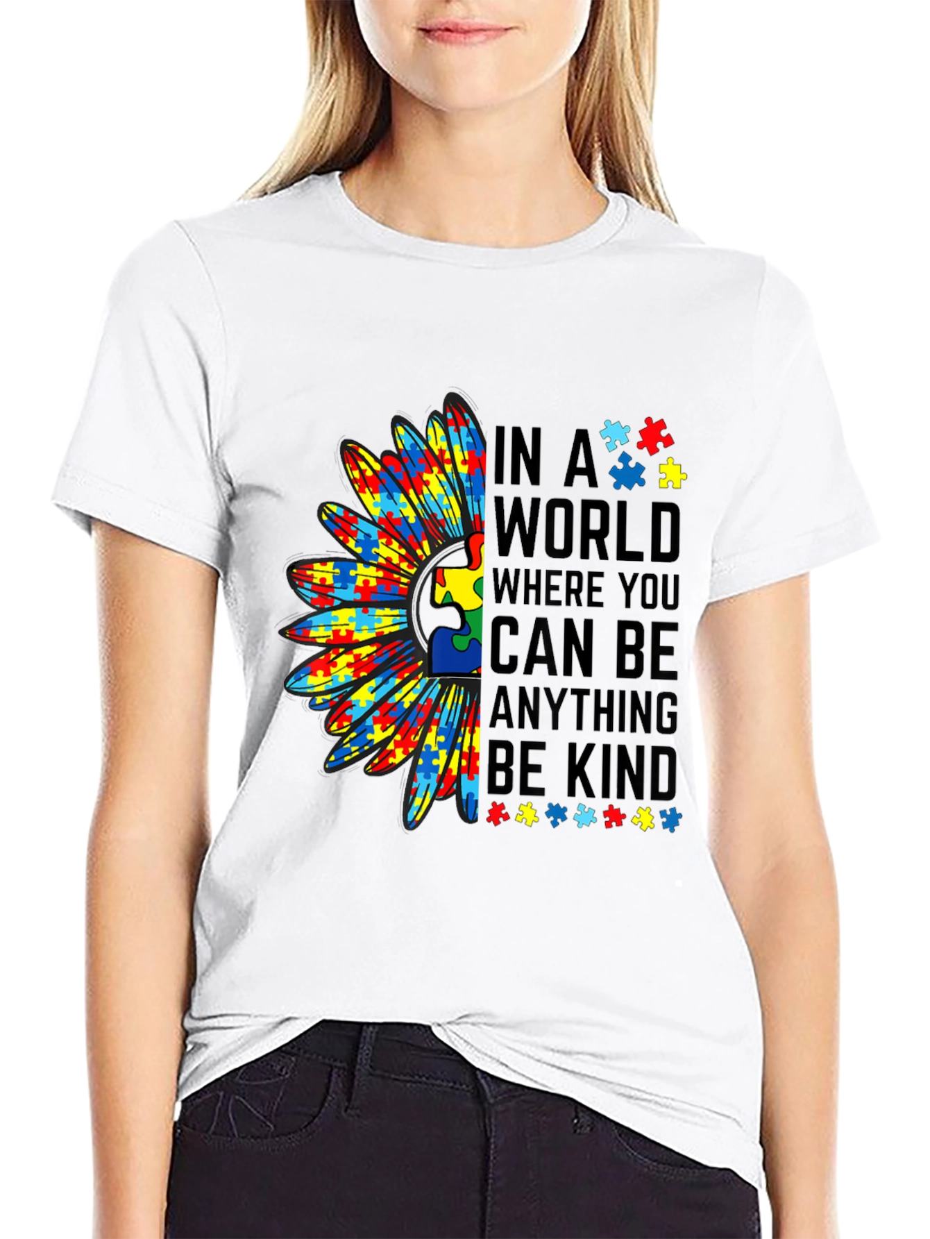 Autism Awareness Sunflower Graphic T-Shirt