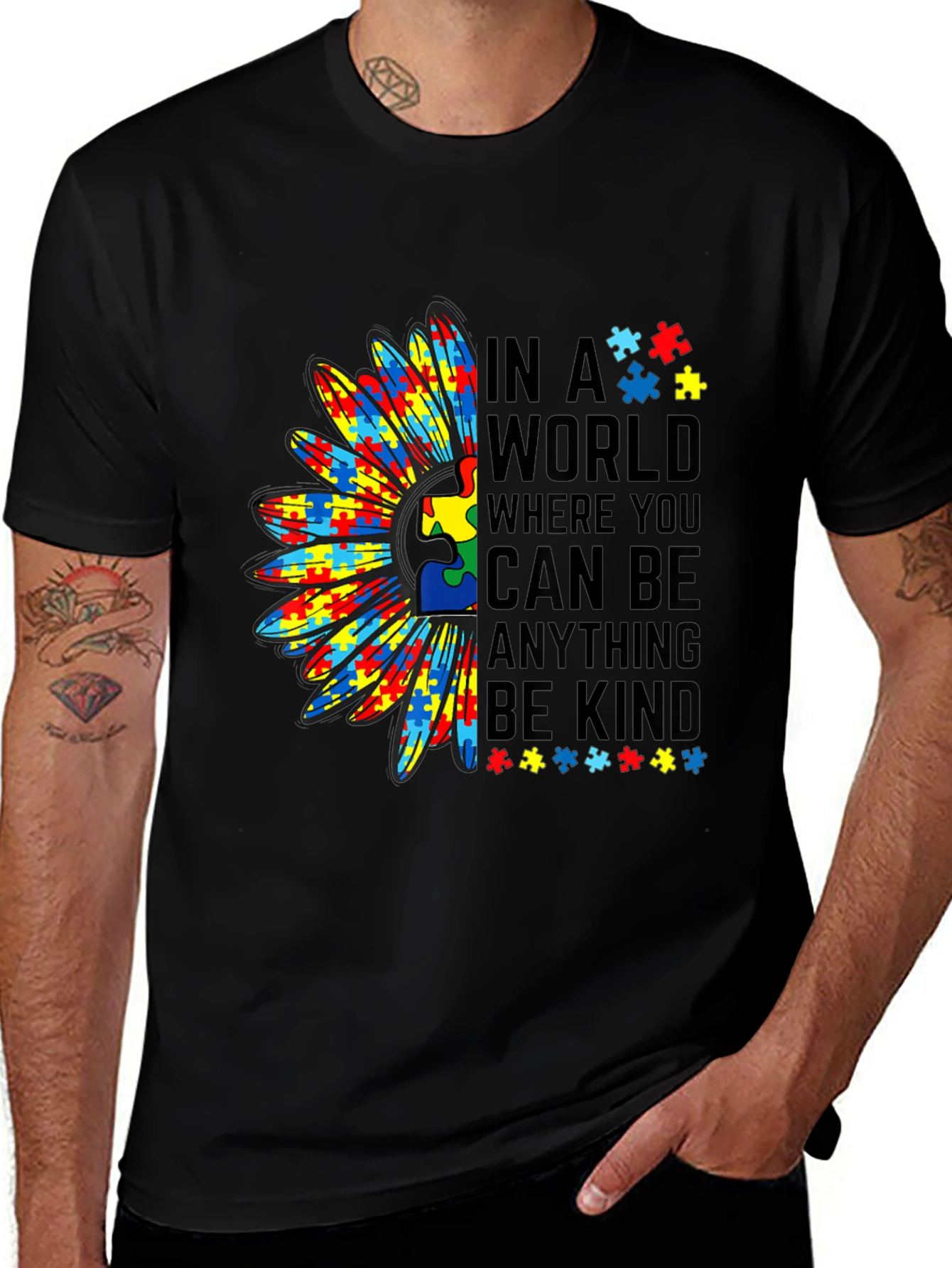 Autism Awareness Sunflower Graphic T-Shirt