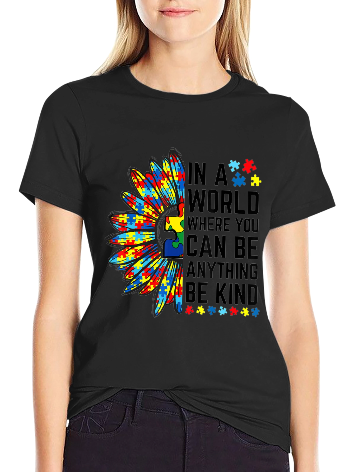 Autism Awareness Sunflower Graphic T-Shirt