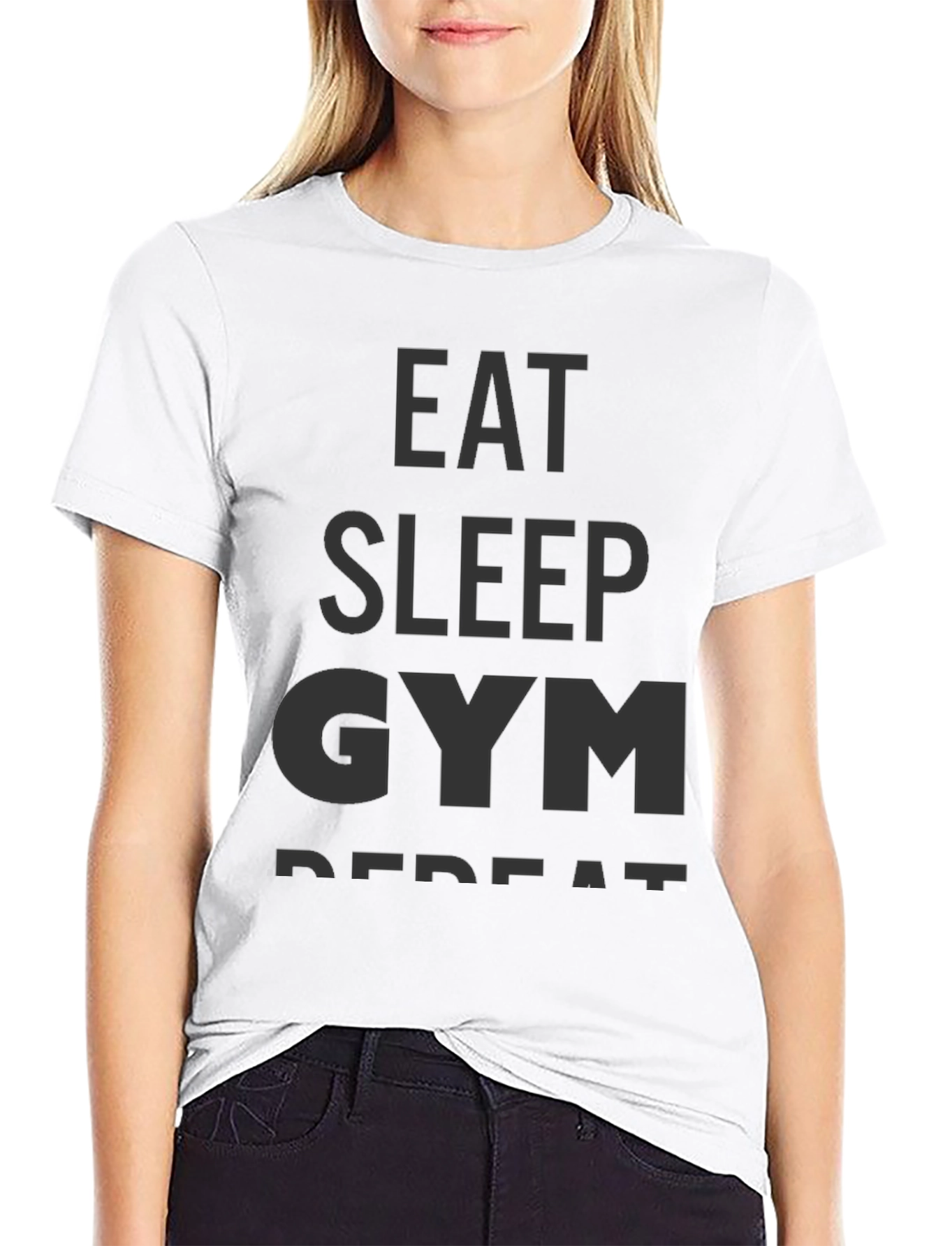 Eat Sleep Gym Repeat Black Graphic T-Shirt