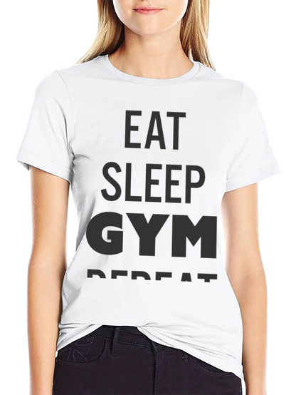 Eat Sleep Gym Repeat Black Graphic T-Shirt