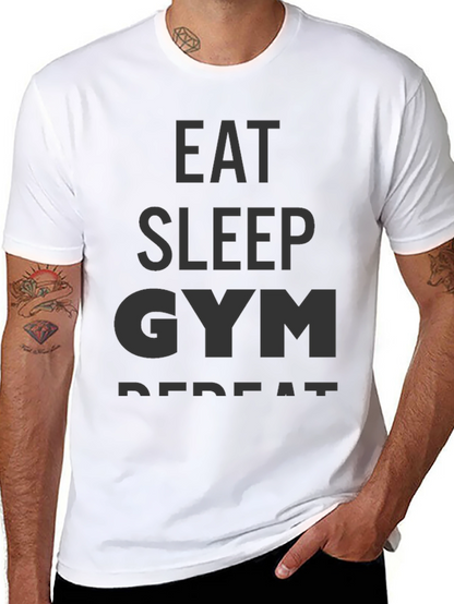 Eat Sleep Gym Repeat Black Graphic T-Shirt