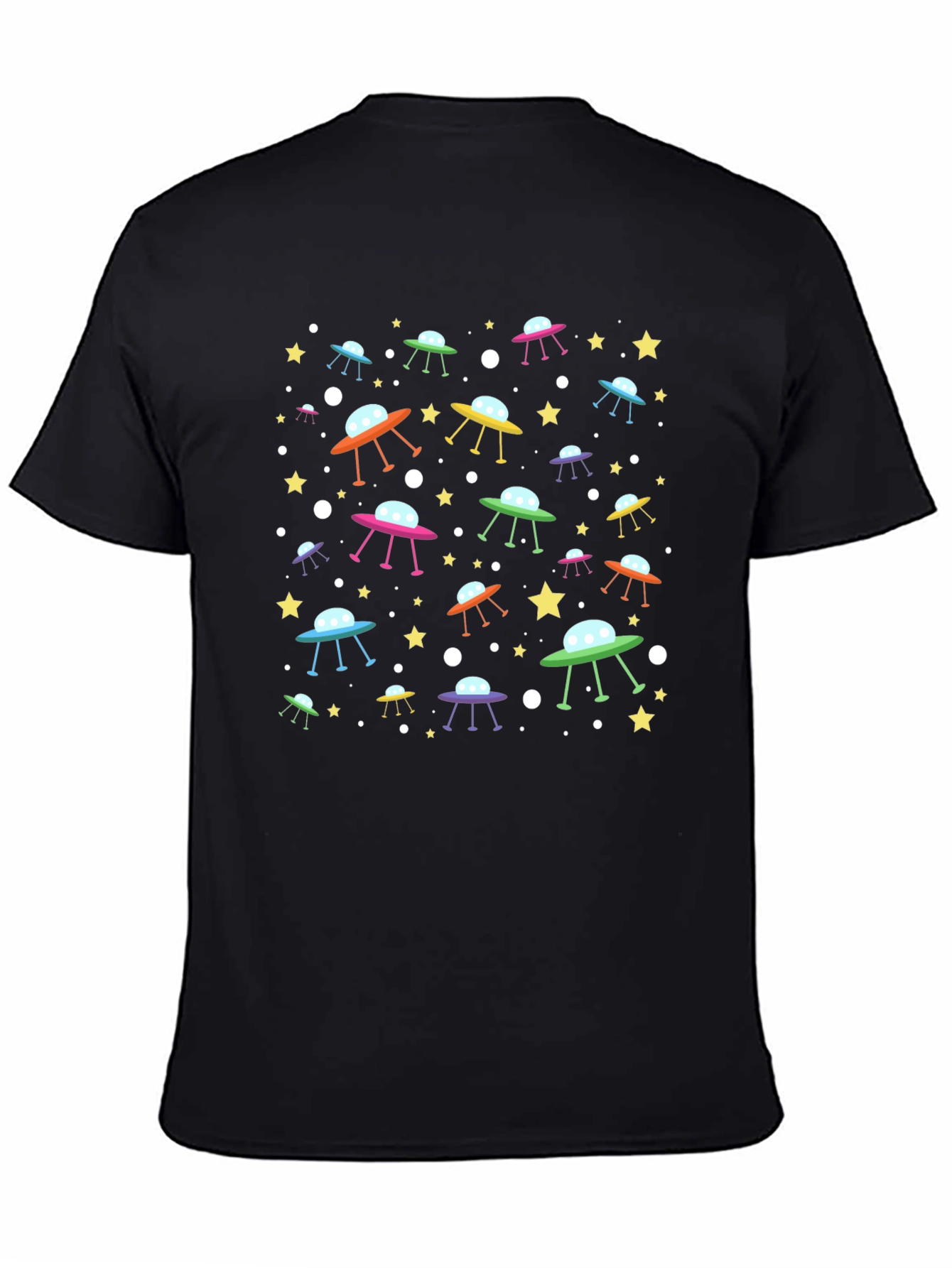 UFO & Stars Black Graphic Tee