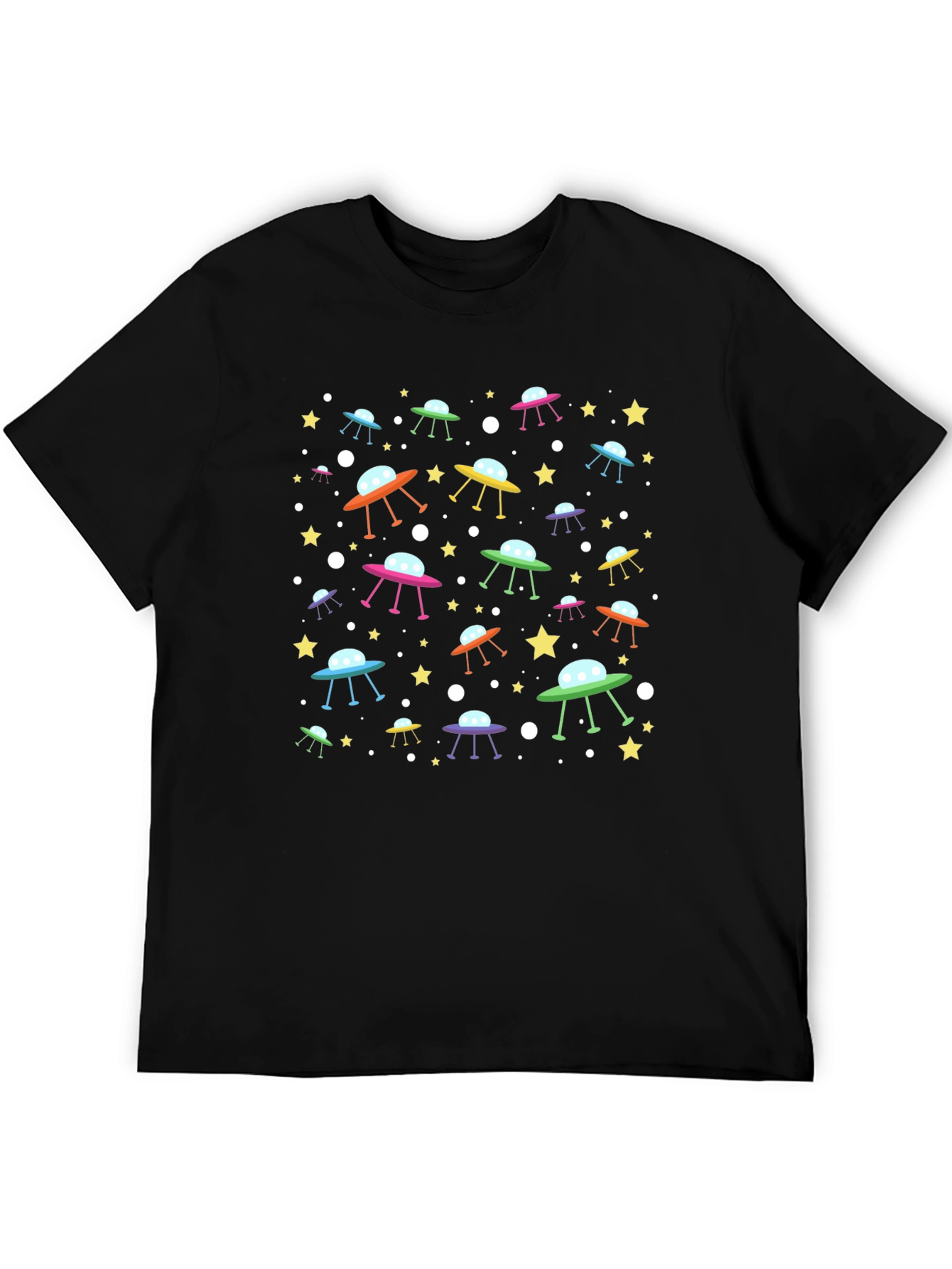 UFO & Stars Black Graphic Tee