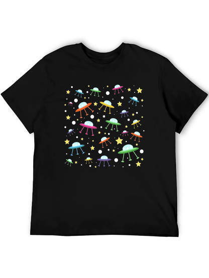 UFO & Stars Black Graphic Tee