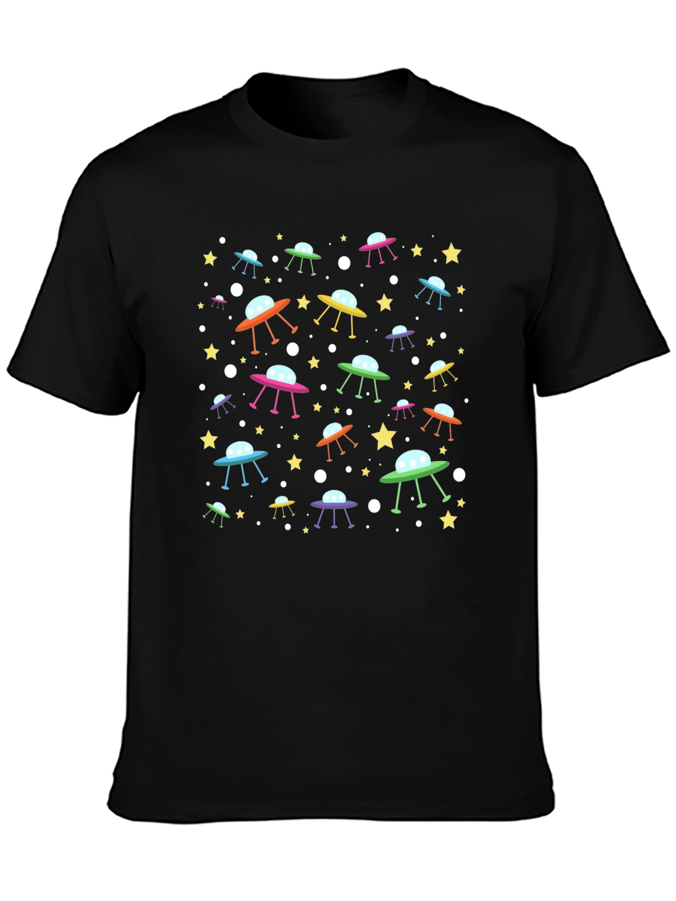 UFO & Stars Black Graphic Tee