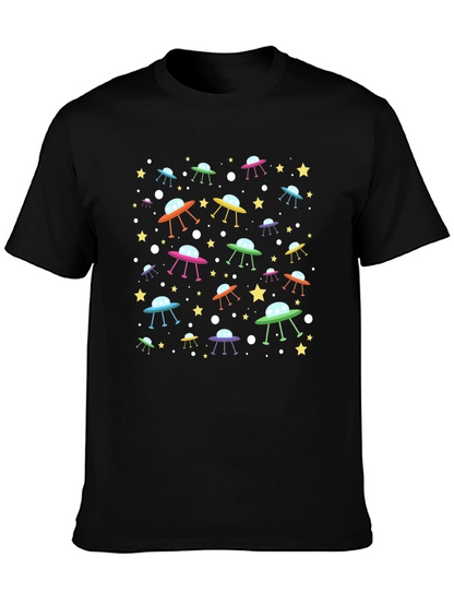UFO & Stars Black Graphic Tee