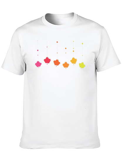 Gradient Maple Leaf T-Shirt - Black Cotton Casual Tee