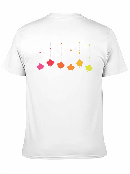 Gradient Maple Leaf T-Shirt - Black Cotton Casual Tee