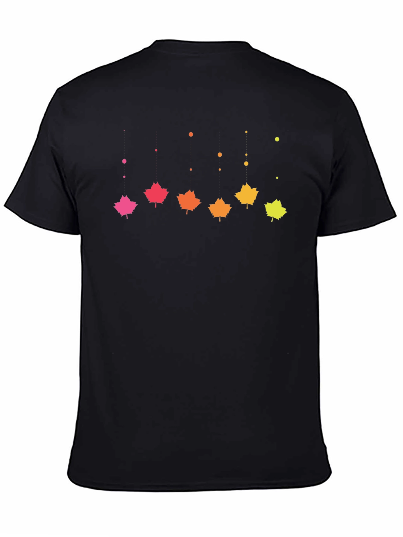 Gradient Maple Leaf T-Shirt - Black Cotton Casual Tee