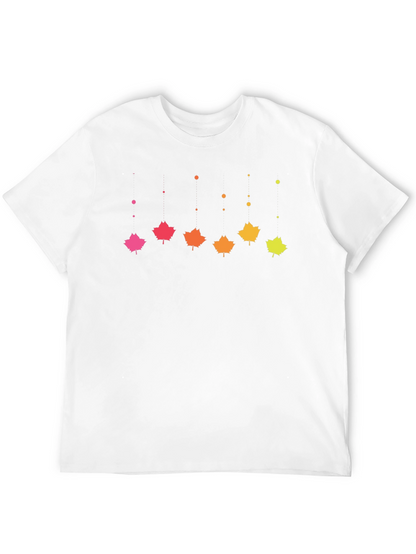 Gradient Maple Leaf T-Shirt - Black Cotton Casual Tee