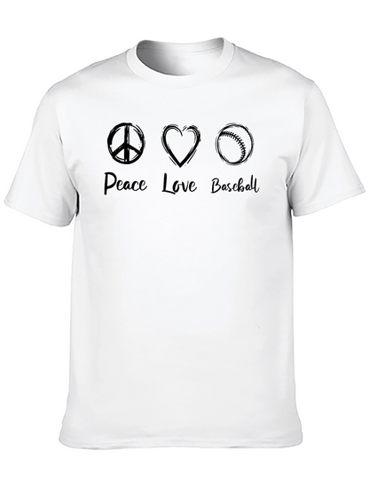 Peace Love Baseball Graphic Tee - Soft Cotton Shirt