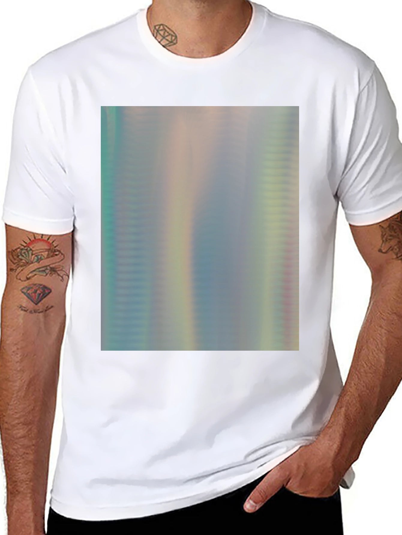 Iridescent Shimmer Tee - Abstract Pattern Soft Cotton T-Shirt