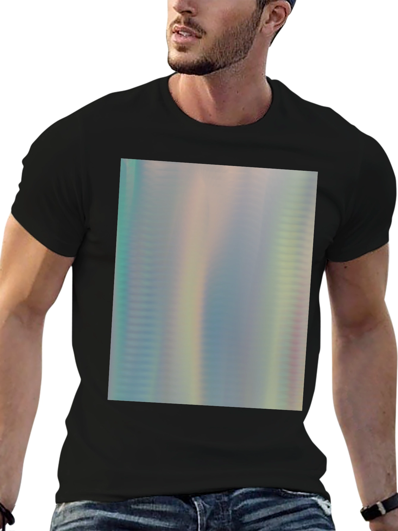Iridescent Shimmer Tee - Abstract Pattern Soft Cotton T-Shirt