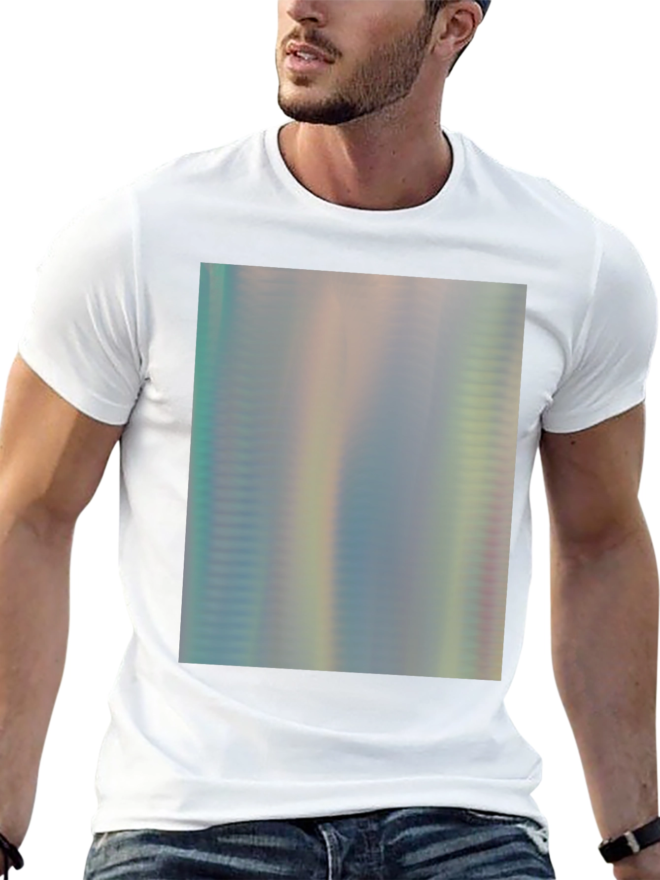 Iridescent Shimmer Tee - Abstract Pattern Soft Cotton T-Shirt