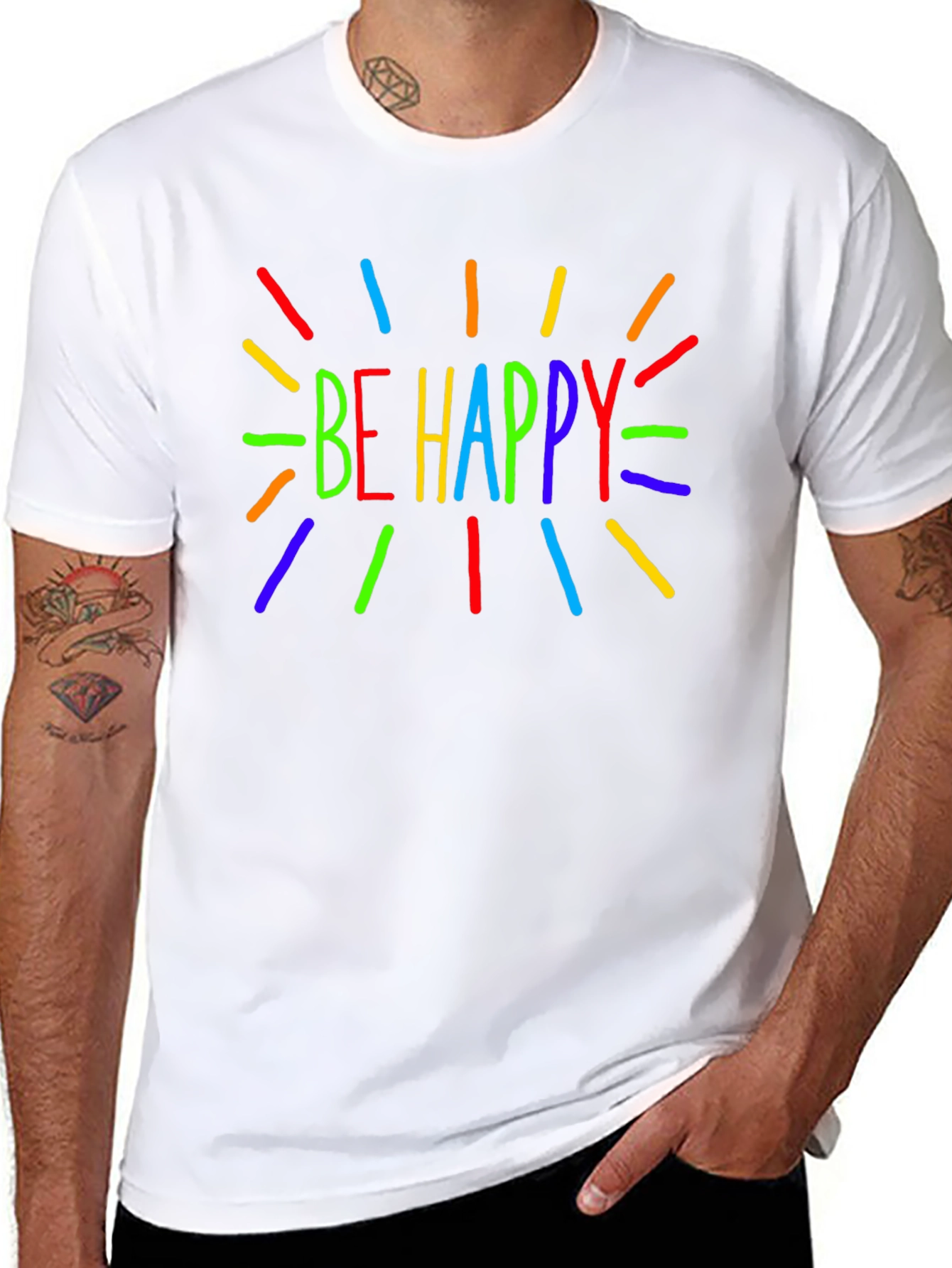 Be Happy Graphic Tee - Bright & Cheerful T-Shirt