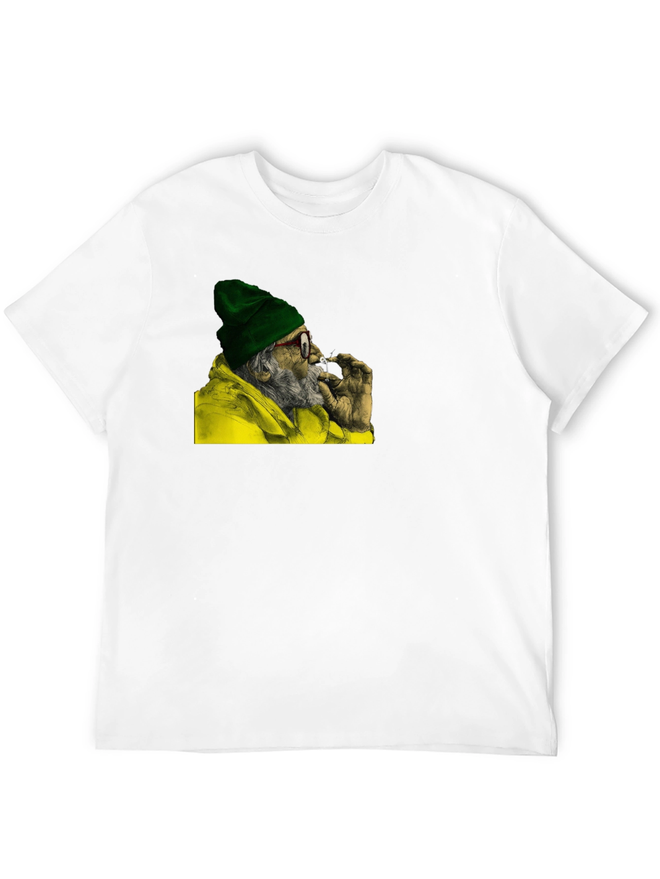 Cool Old Man Smoking Graphic Black T-Shirt
