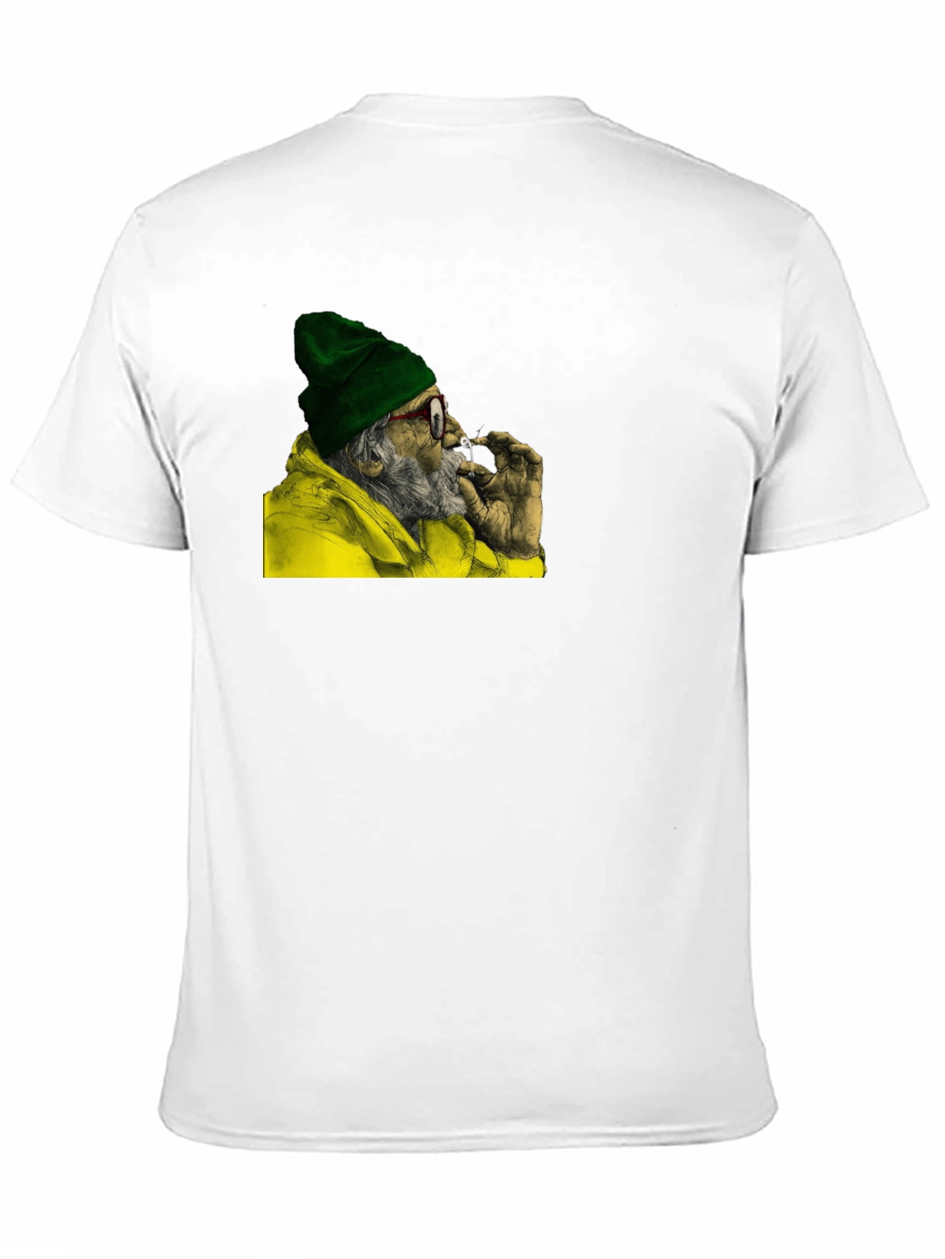 Cool Old Man Smoking Graphic Black T-Shirt