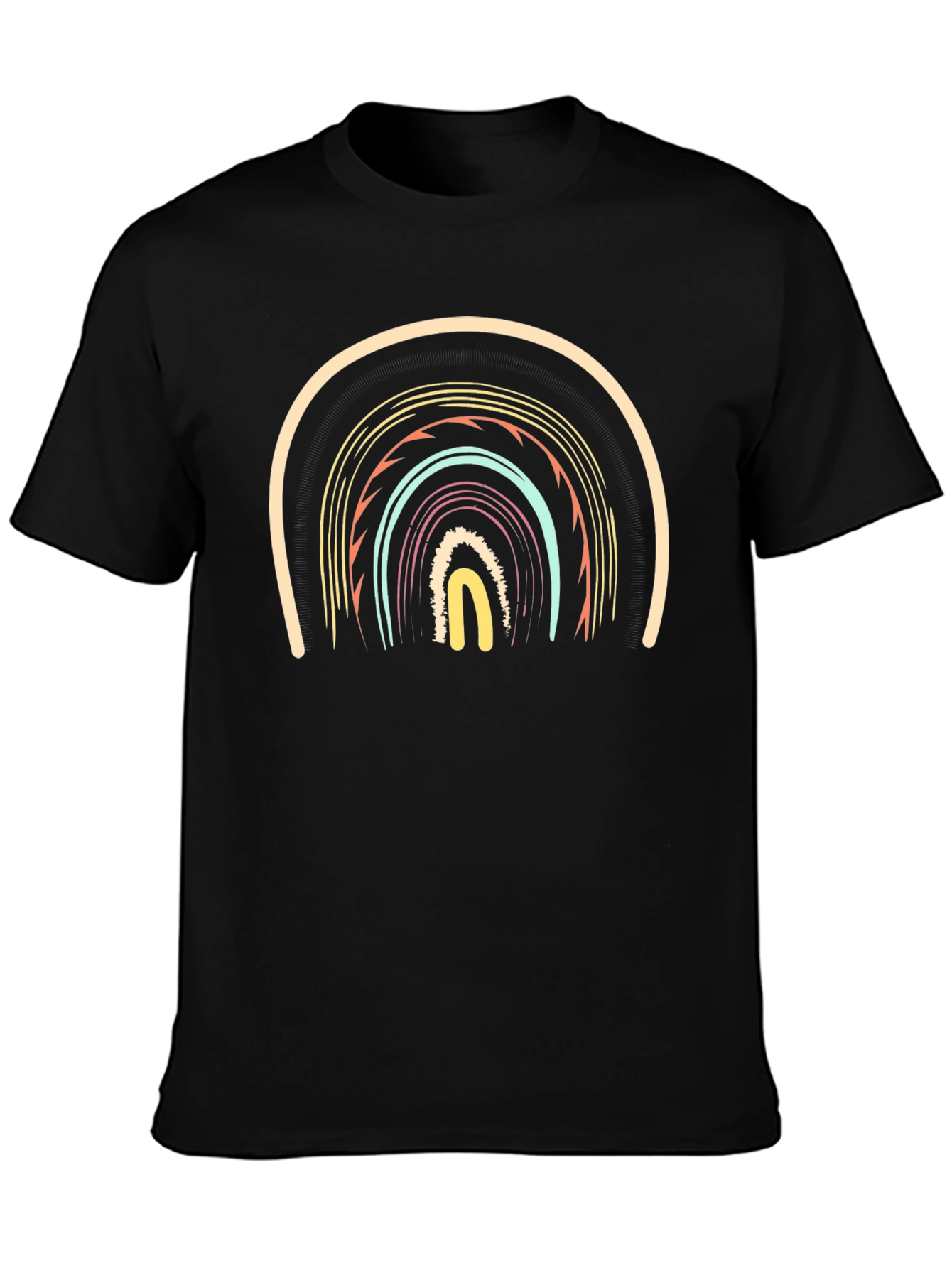 Retro Rainbow Graphic Black T-Shirt