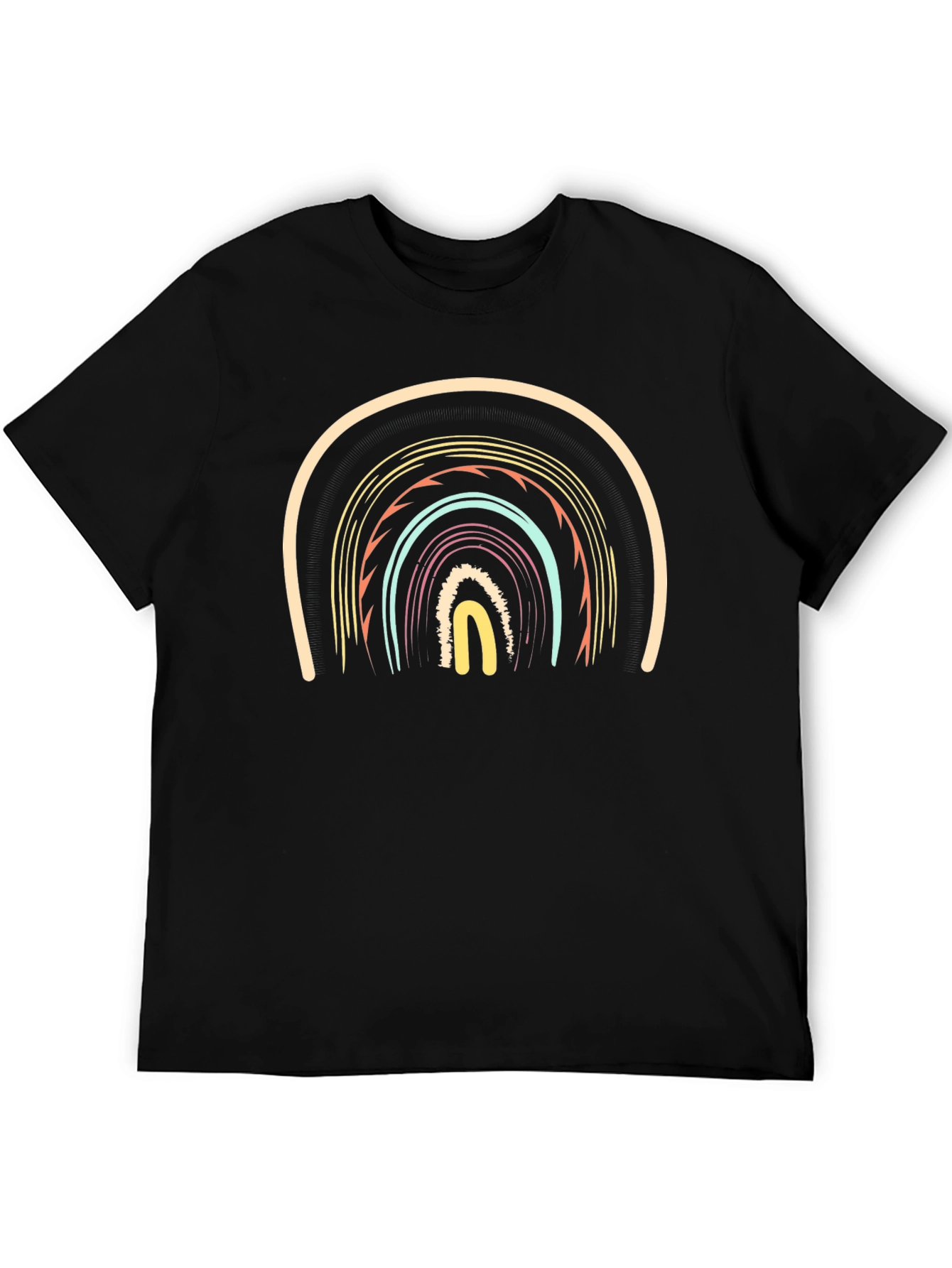 Retro Rainbow Graphic Black T-Shirt