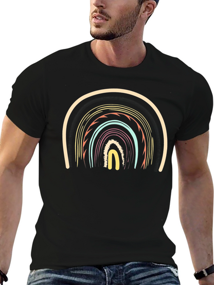 Retro Rainbow Graphic Black T-Shirt