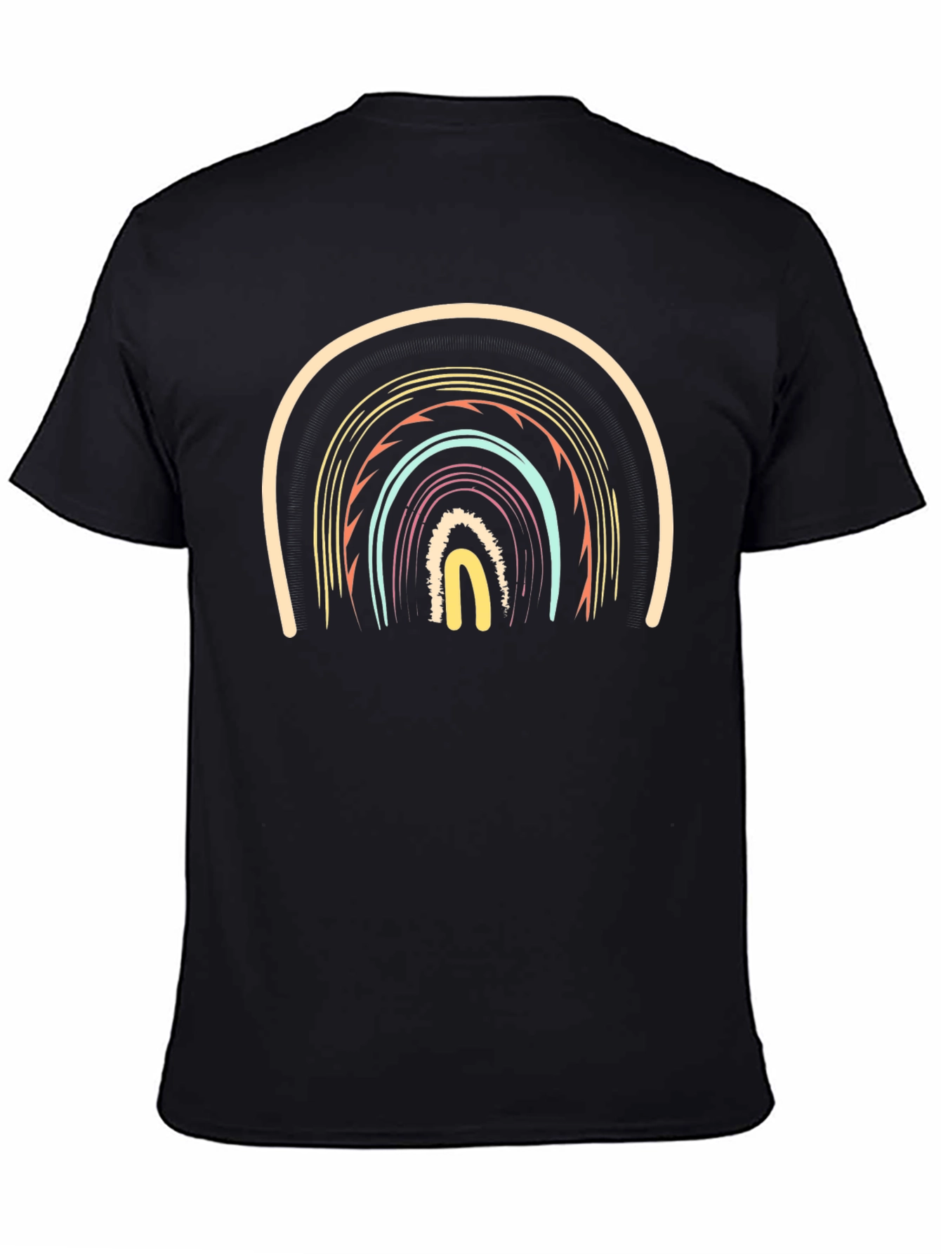 Retro Rainbow Graphic Black T-Shirt