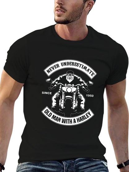 Never Underestimate Old Man with a Harley T-Shirt