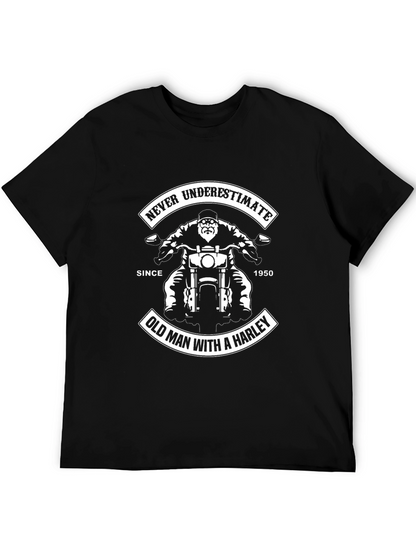 Never Underestimate Old Man with a Harley T-Shirt