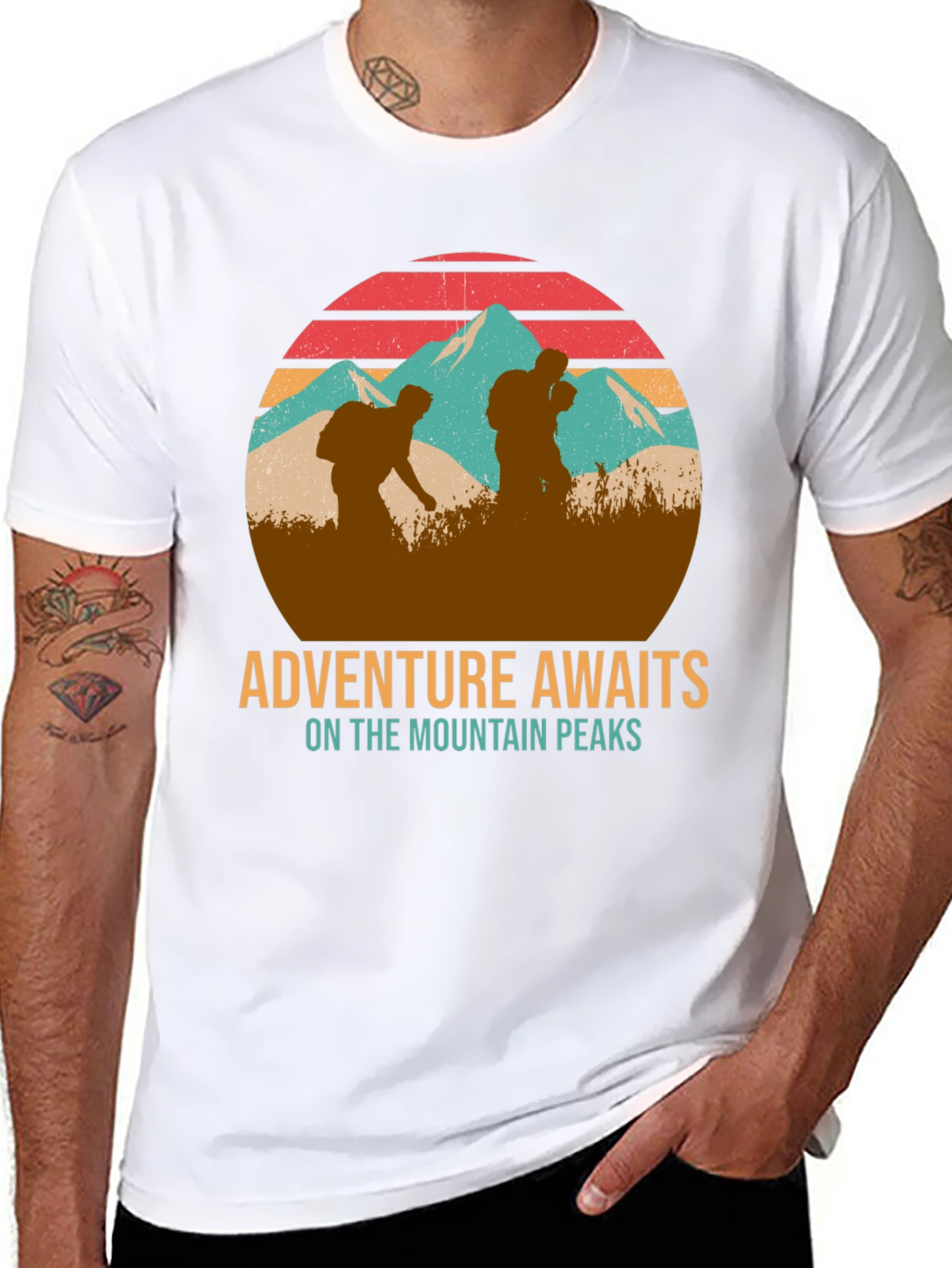 Adventure Awaits Mountain Peaks Graphic T-Shirt