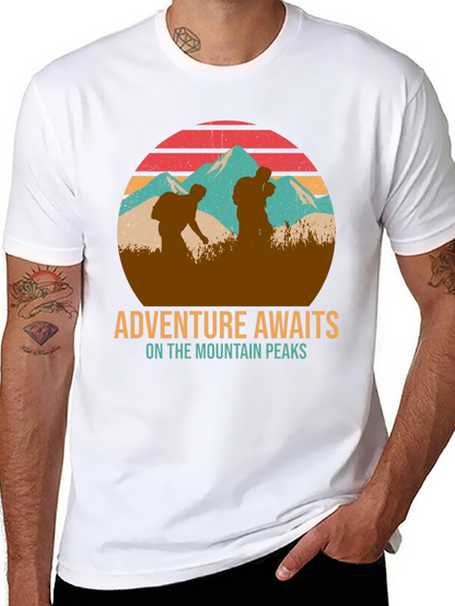 Adventure Awaits Mountain Peaks Graphic T-Shirt