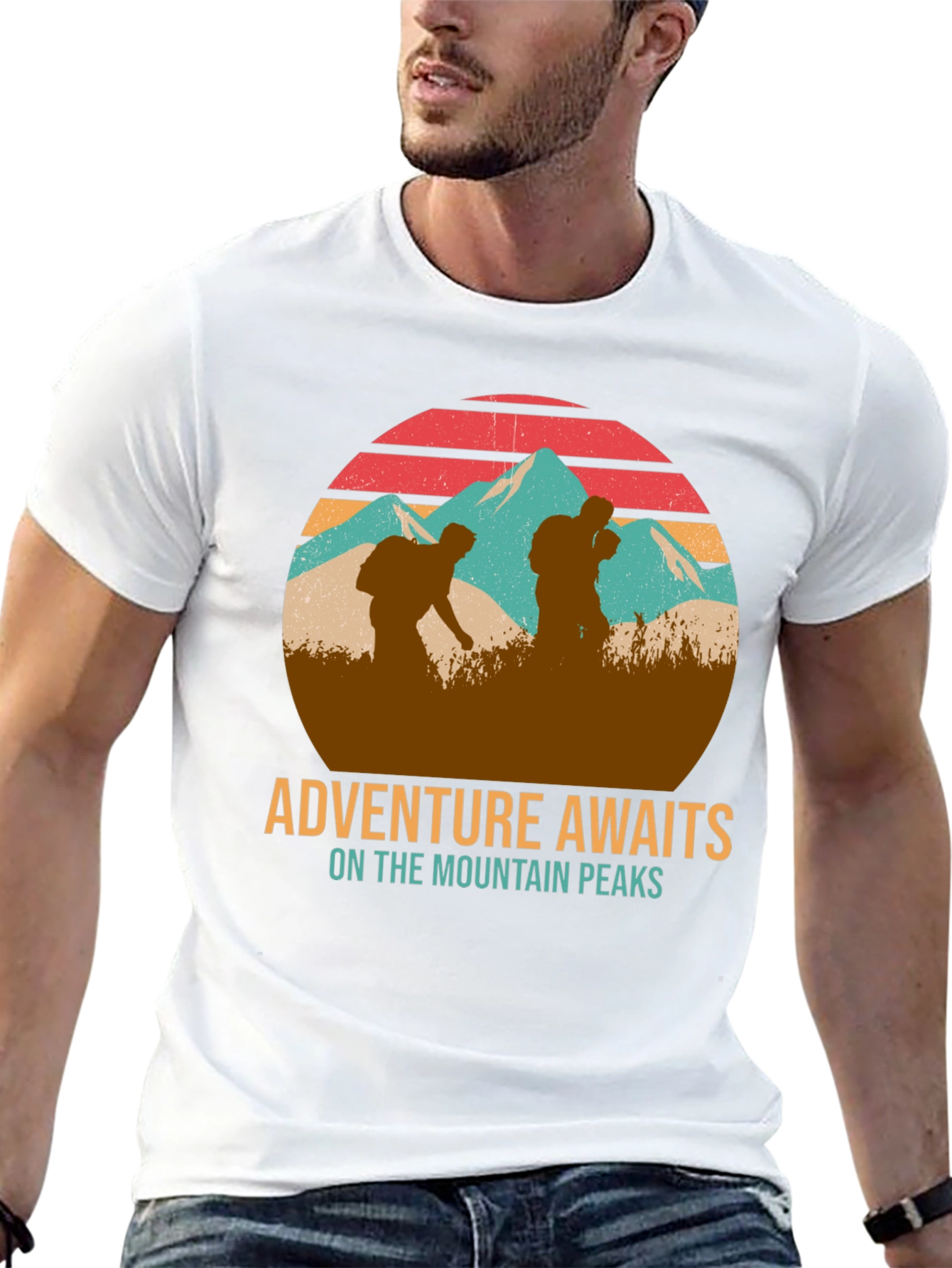 Adventure Awaits Mountain Peaks Graphic T-Shirt