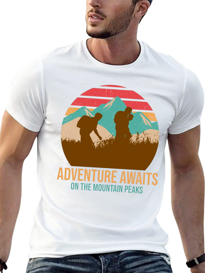 Adventure Awaits Mountain Peaks Graphic T-Shirt