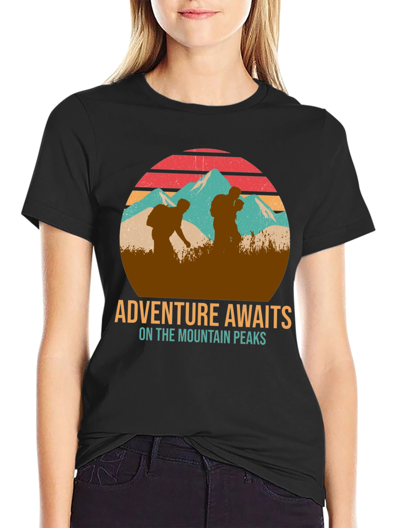 Adventure Awaits Mountain Peaks Graphic T-Shirt