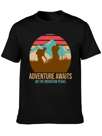 Adventure Awaits Mountain Peaks Graphic T-Shirt