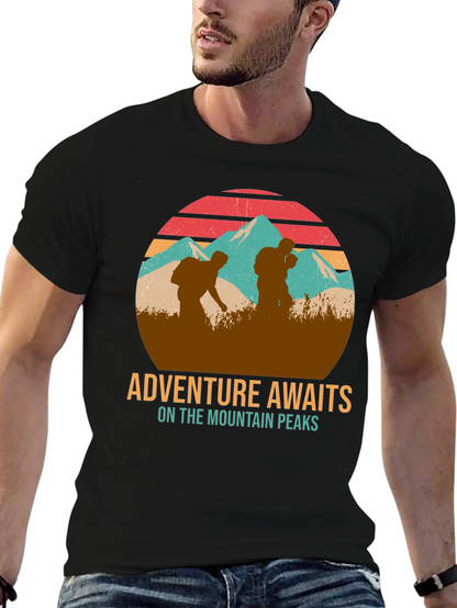 Adventure Awaits Mountain Peaks Graphic T-Shirt