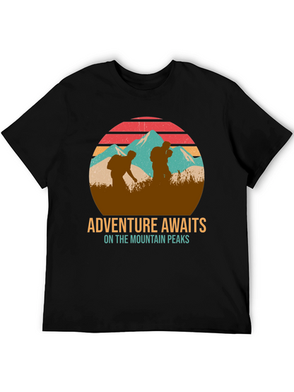 Adventure Awaits Mountain Peaks Graphic T-Shirt