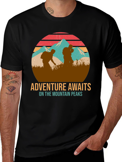 Adventure Awaits Mountain Peaks Graphic T-Shirt