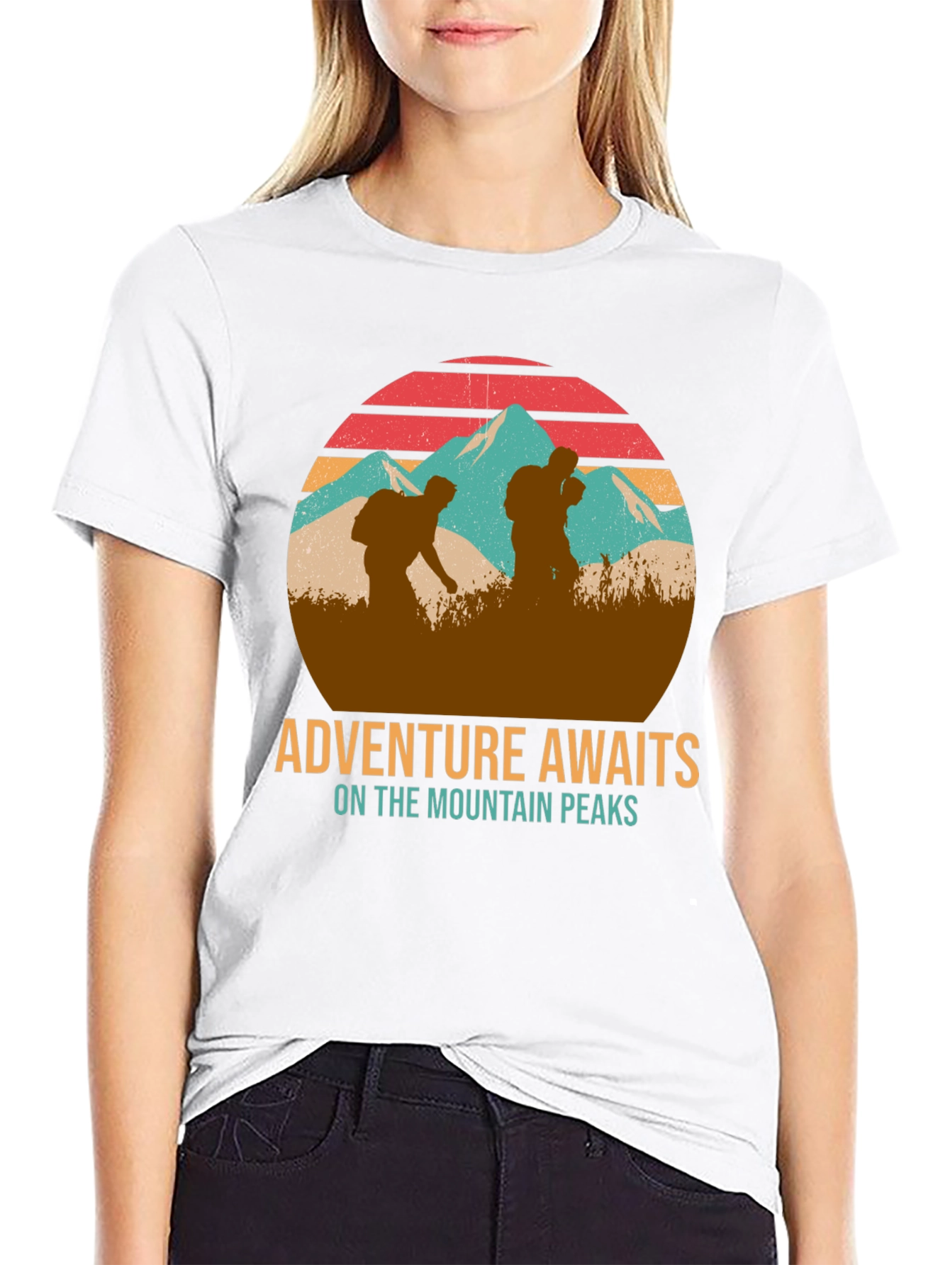 Adventure Awaits Mountain Peaks Graphic T-Shirt