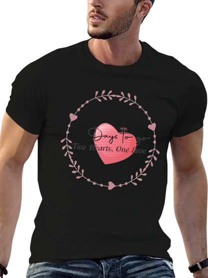 Days To Two Hearts T-Shirt - Black Valentines Day