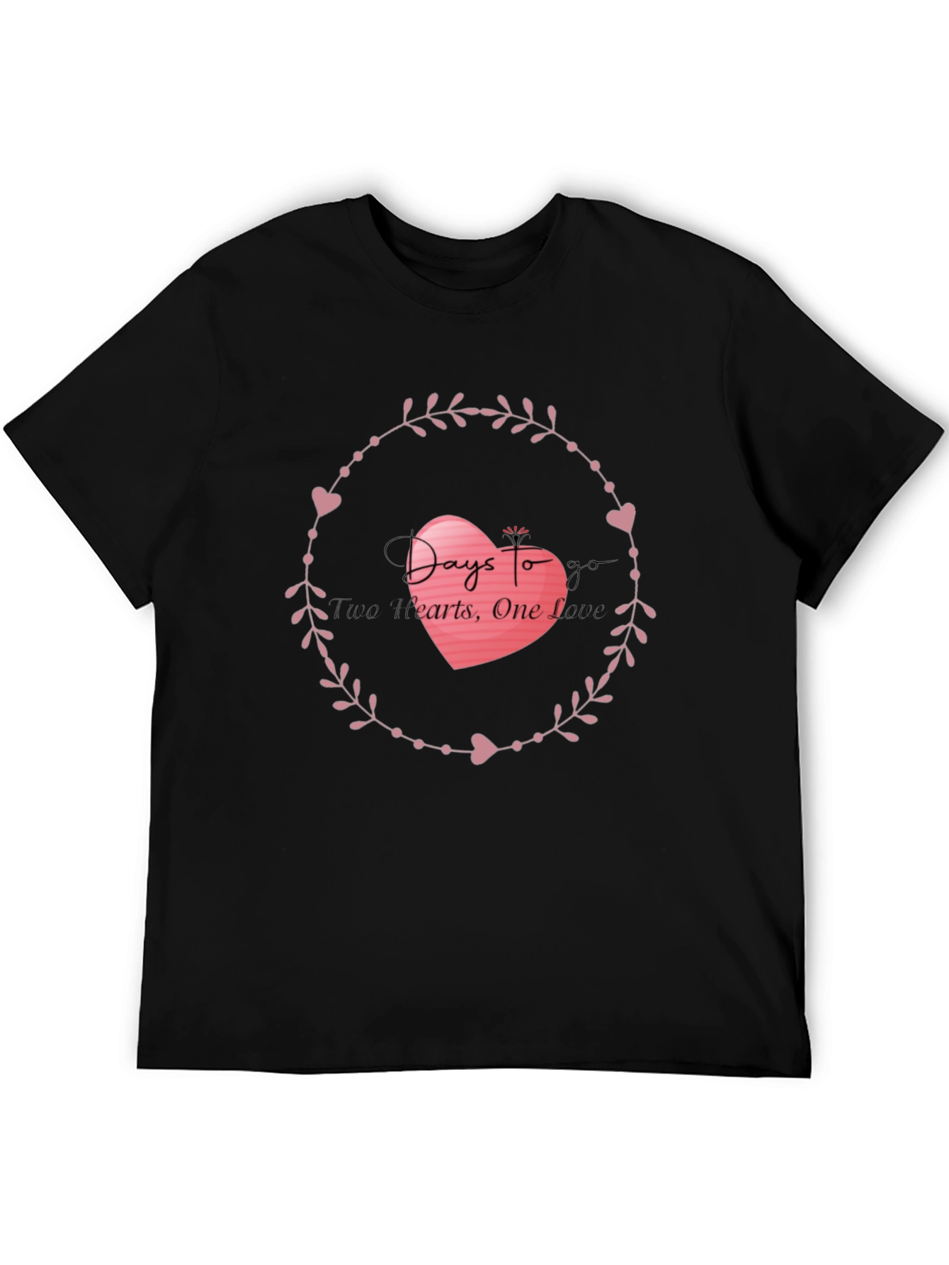 Days To Two Hearts T-Shirt - Black Valentines Day