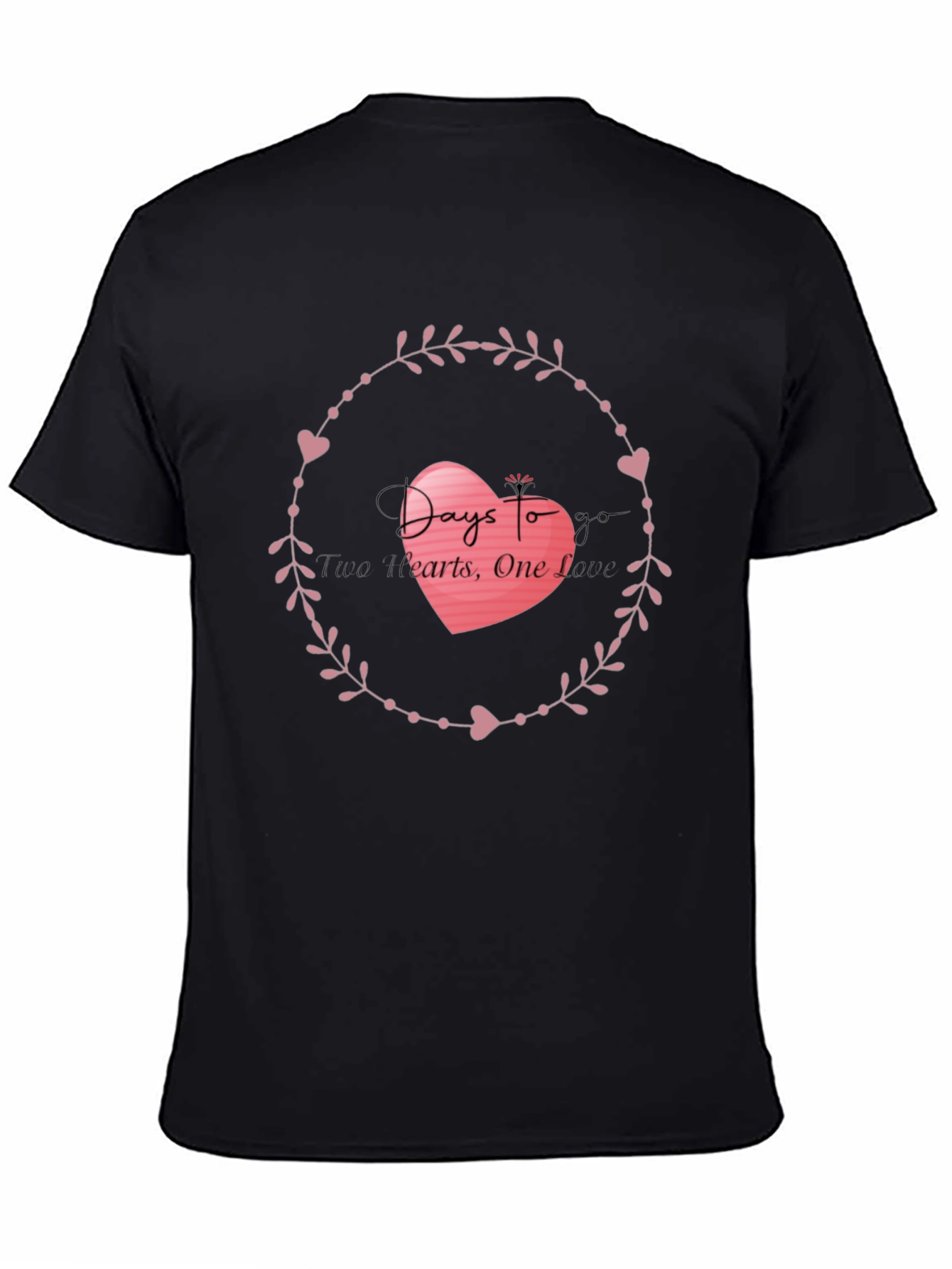 Days To Two Hearts T-Shirt - Black Valentines Day