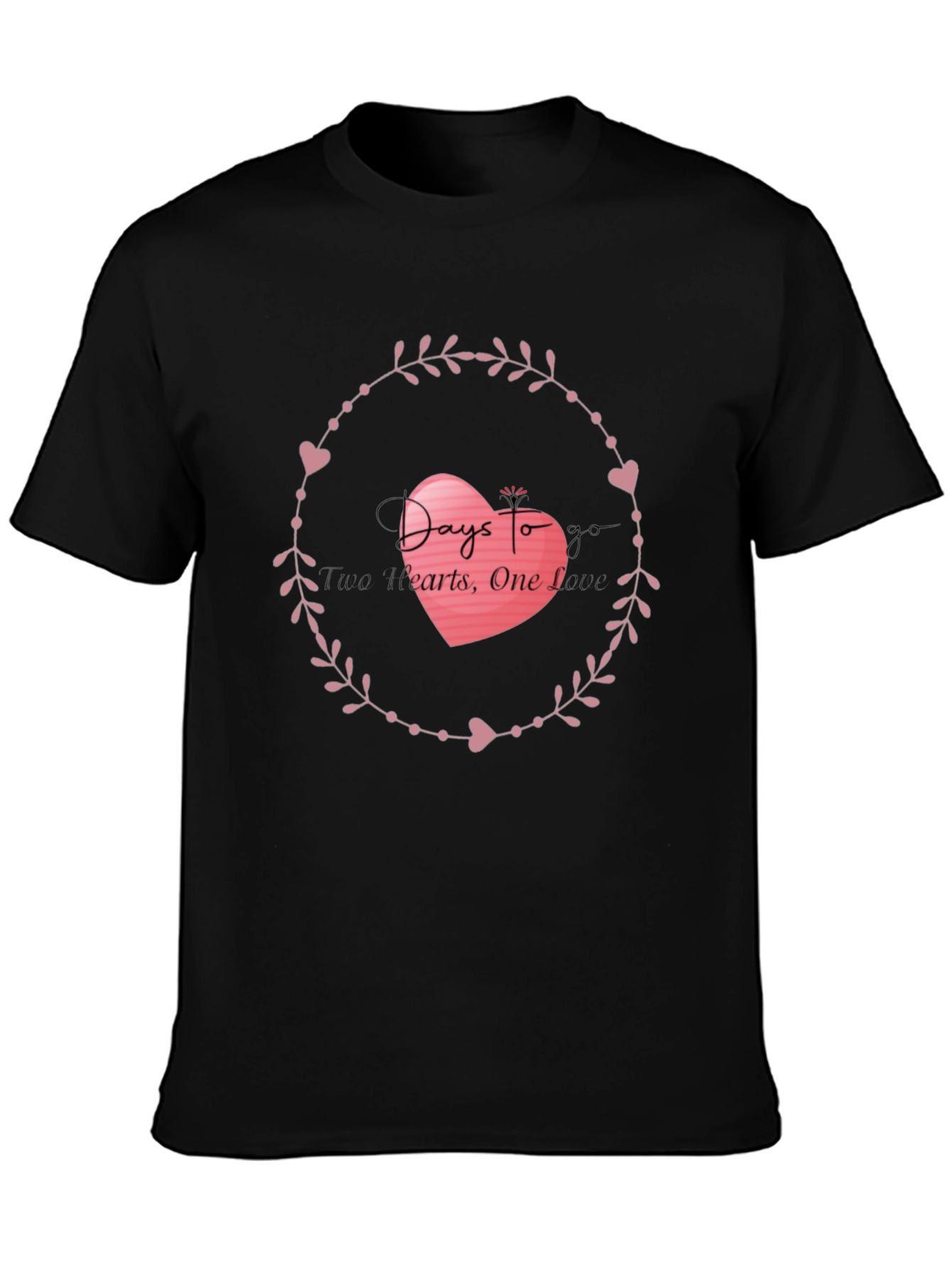 Days To Two Hearts T-Shirt - Black Valentines Day