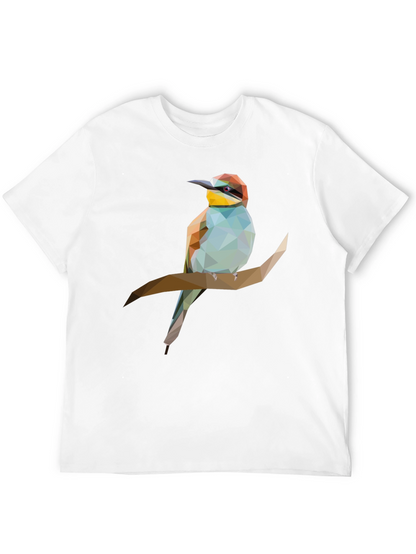 Geometric Bird on Branch Graphic Tee - Black