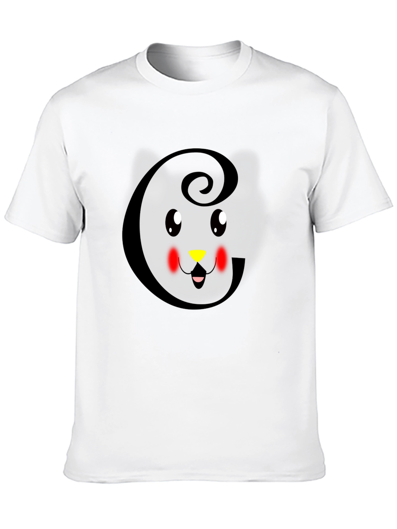 Cute Cat Initial G Black T-Shirt