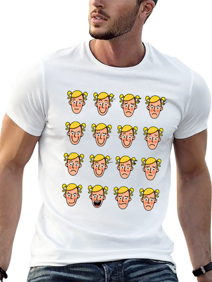 Emotional Faces Graphic Print Black T-Shirt