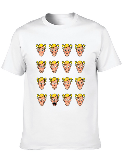 Emotional Faces Graphic Print Black T-Shirt