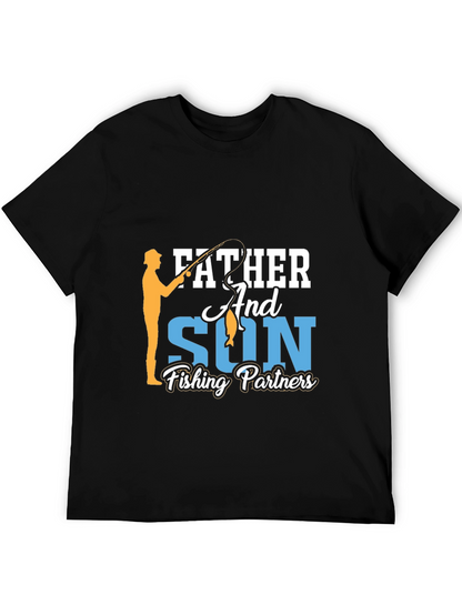 Father and Son Fishing Partners Black T-Shirt