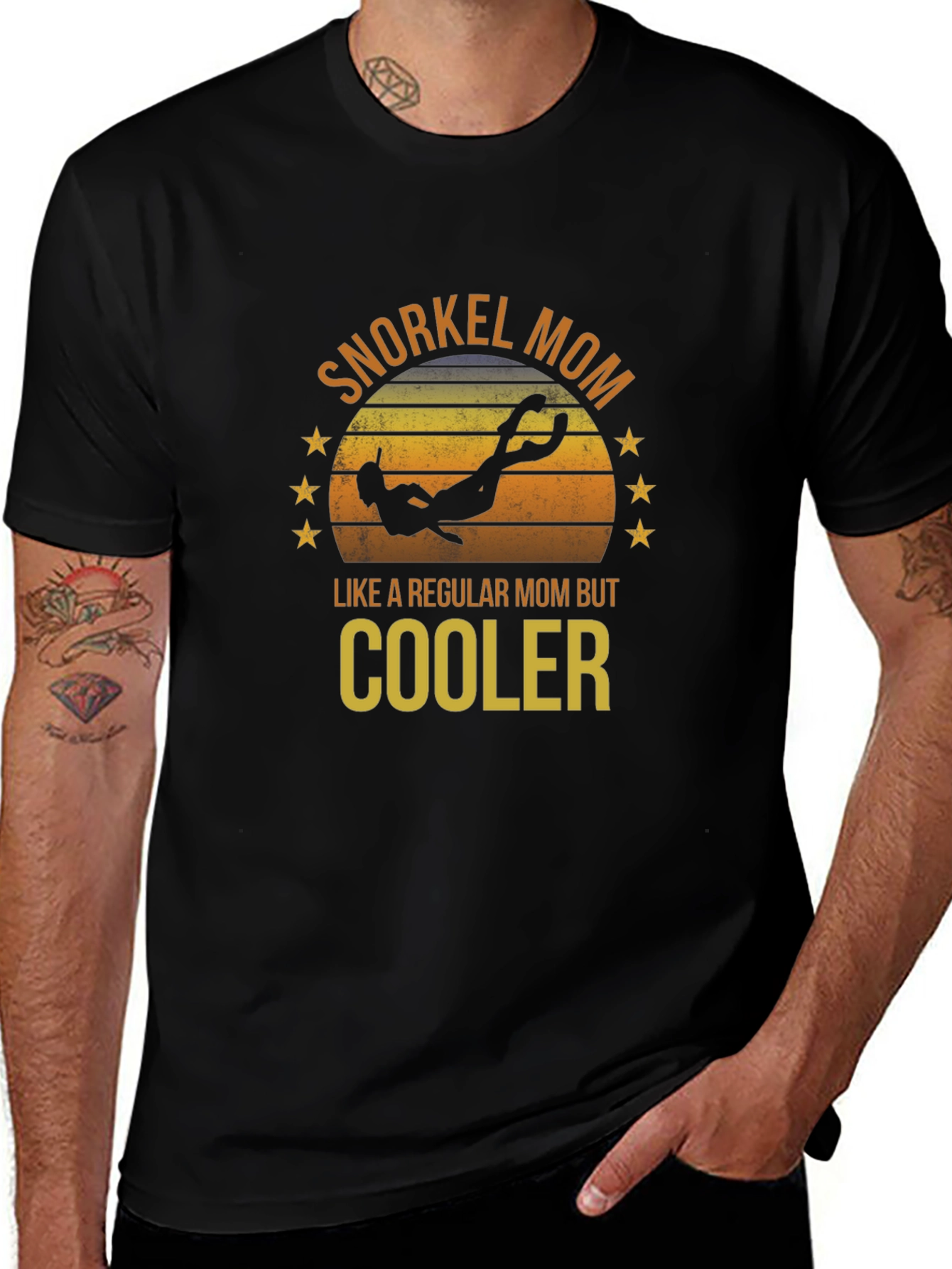 Snorkel Mom Black T-Shirt - Diver Design
